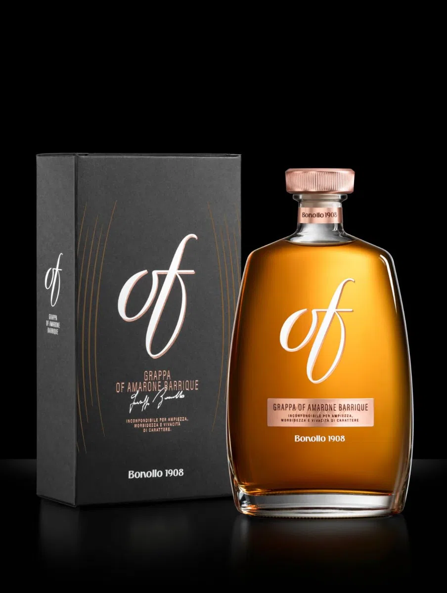 Bonollo 1908 Grappa di Amarone Barrique, Distillato Invecchiato in Botti di Rovere, 70cl, con Confezione Regalo, Bottiglia Premium