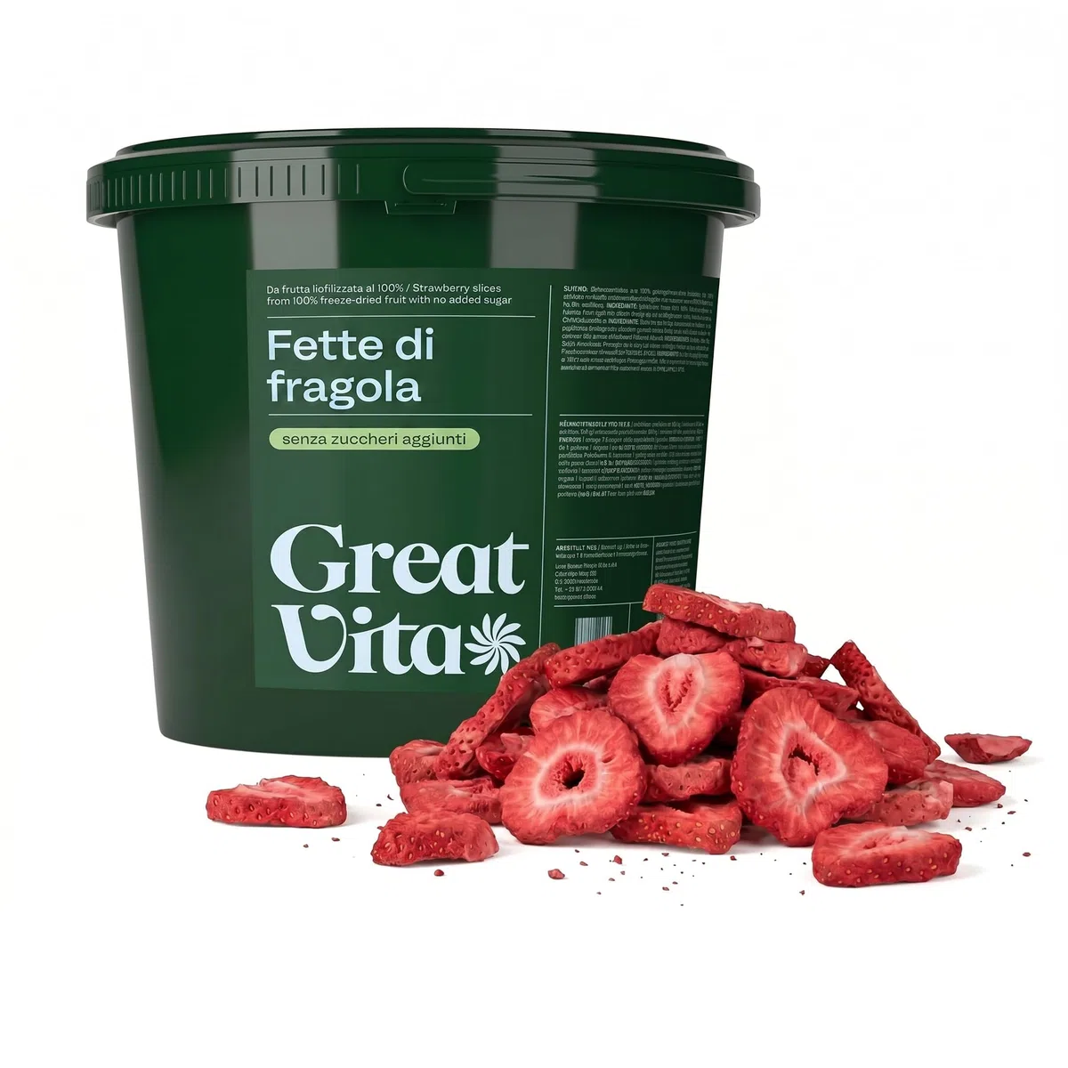 GreatVita Fragole liofilizzate 400 g - Fette di fragole croccanti senza zuccheri aggiunti - Frutta liofilizzata - Fragole liofilizzate