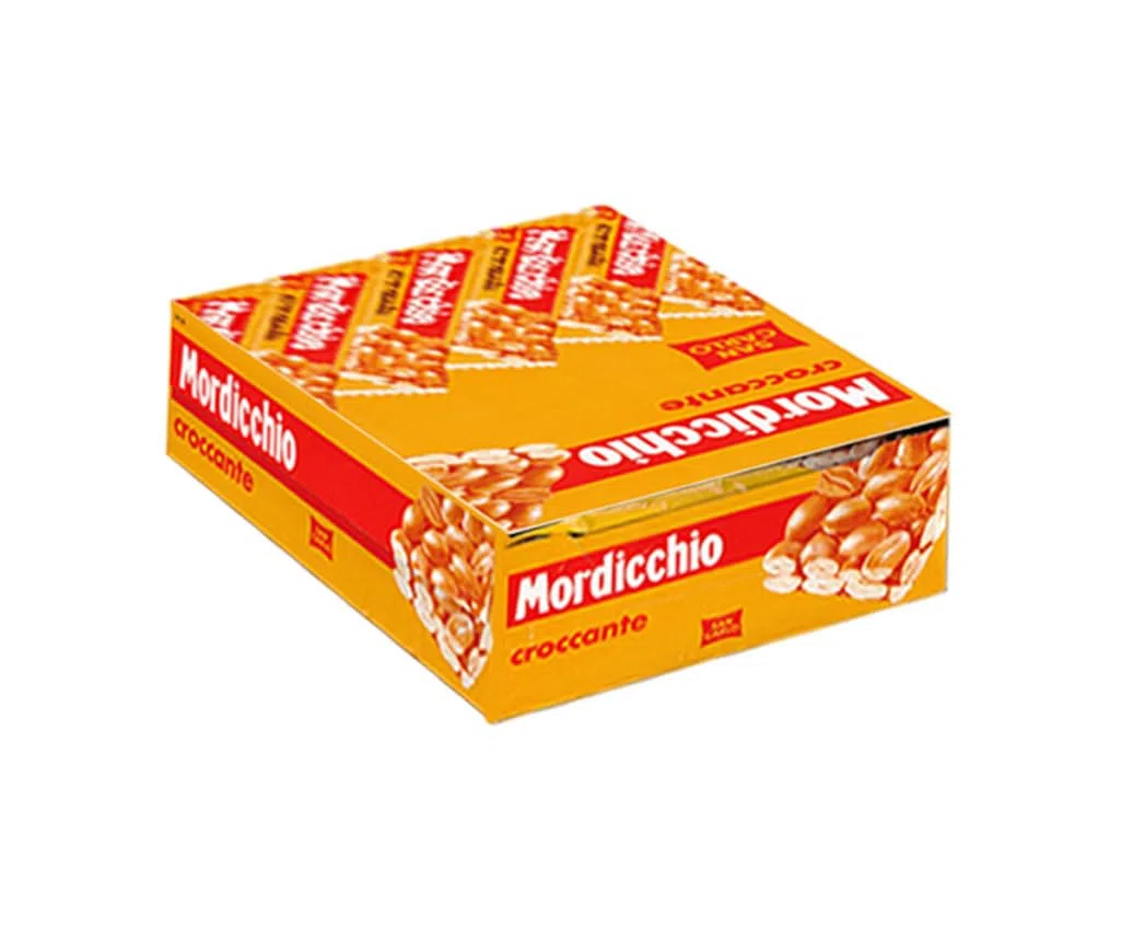 San Carlo Mordicchio L'Autentico Croccante alle Arachidi Tostate Box 36 Barrette da 40g con Portachiavi CAIYA®