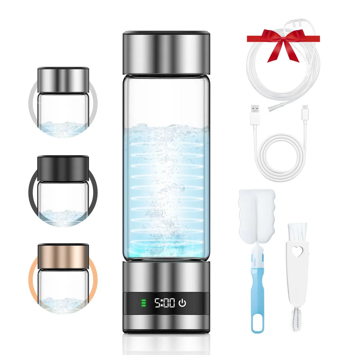 Tazza Ricca di Idrogeno, Bottiglia d'Acqua Idrogenata 450ml,Generatore di Idrogeno con Tecnologia PEM e SPE, Concentrazione H2 fino a 5 Volte 5 minuti/6851 PPM,Ideale per Casa,Viaggi,Ufficio