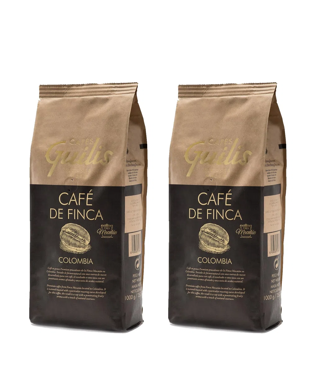 CAFES GUILIS DESDE 1928 AMANTES DEL CAFE -Caffè Colombiano in Grani Arabica Tostatura Artigianale Azienda Mocatan 2 kg