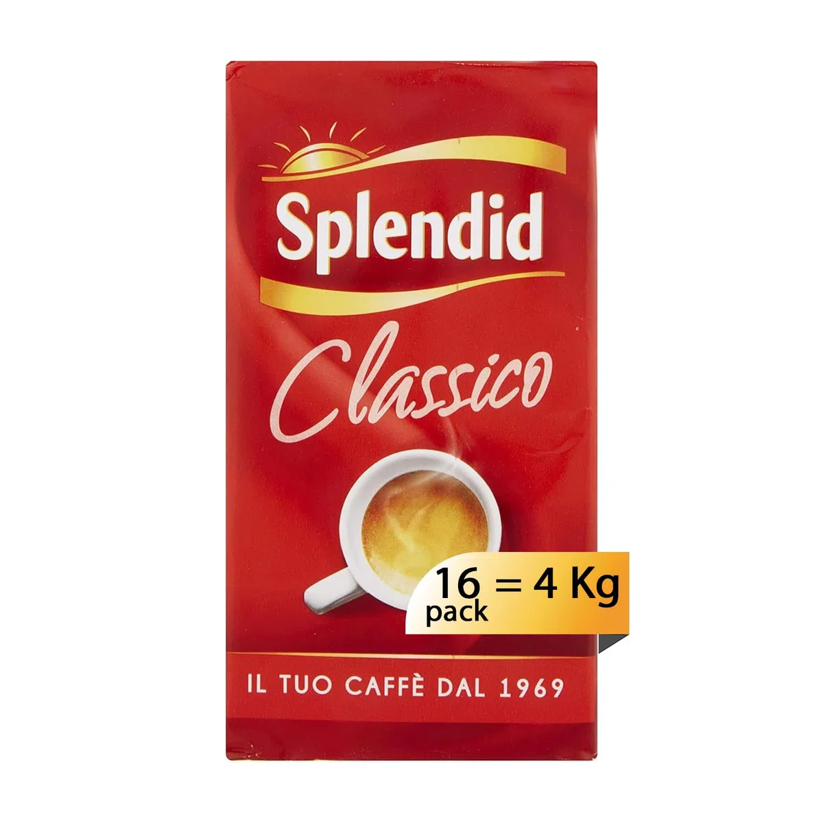 Splendid - Caffè Macinato Gusto Classico - Miscela Caffè per Moka - 16 Confezioni da 250 gr (Totale 4 Kg)