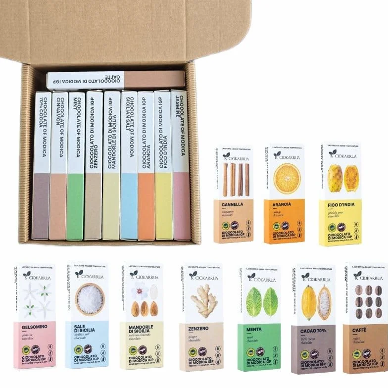 Collezione Tavolette di Cioccolato di Modica IGP • 10 Gusti Assortiti • Artigianali • Senza Lattosio • Senza Glutine • In Elegante Confezione Regalo