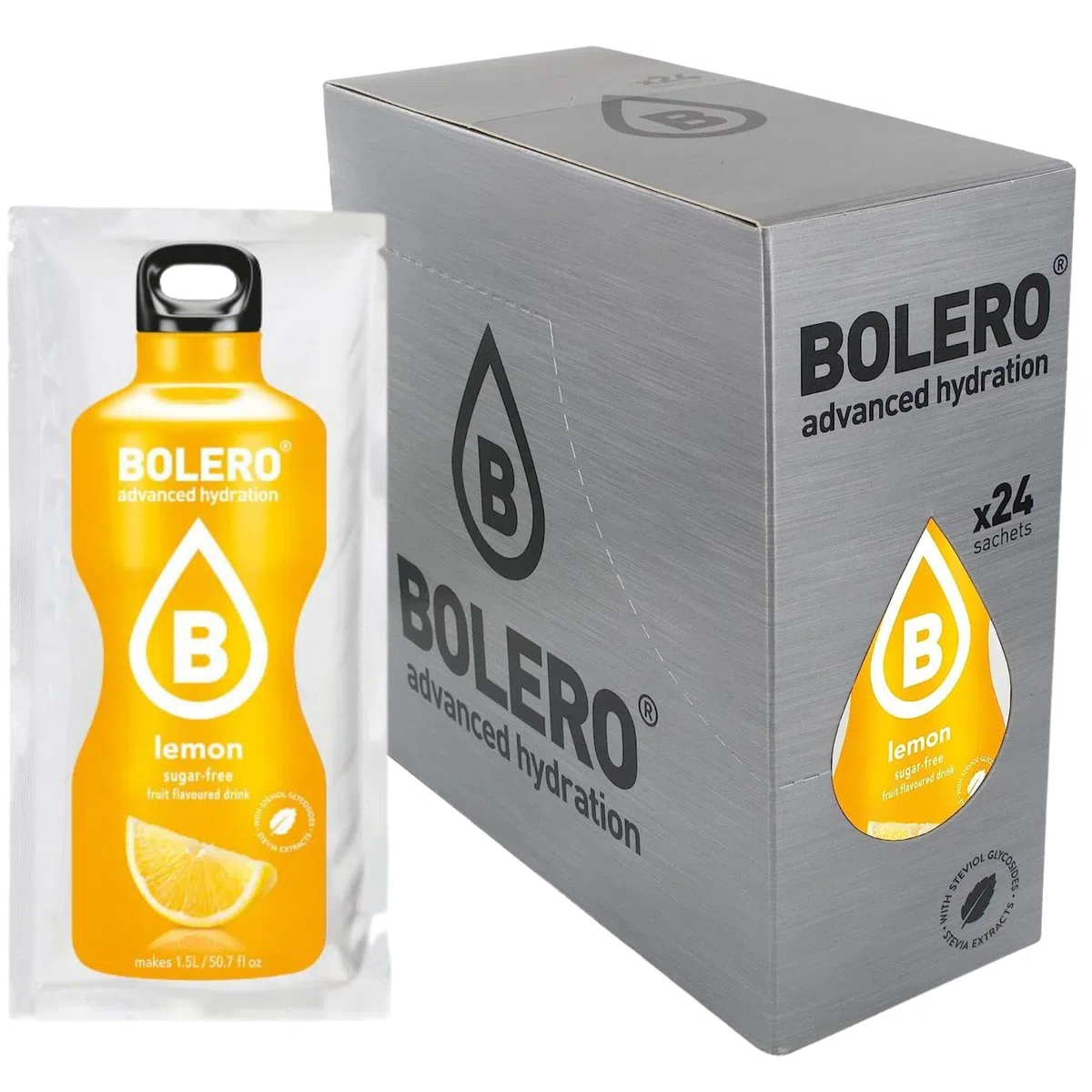 BOLERO Drinks 72 bustine da 9 grammi gusto Lemon - Preparato istantaneo per Bevande con Stevia e Vitamina C e Senza Zucchero