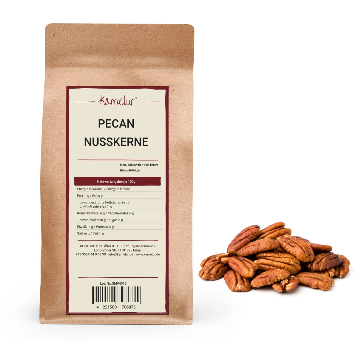 1kg di noci pecan a metà, non trattate e senza additivi