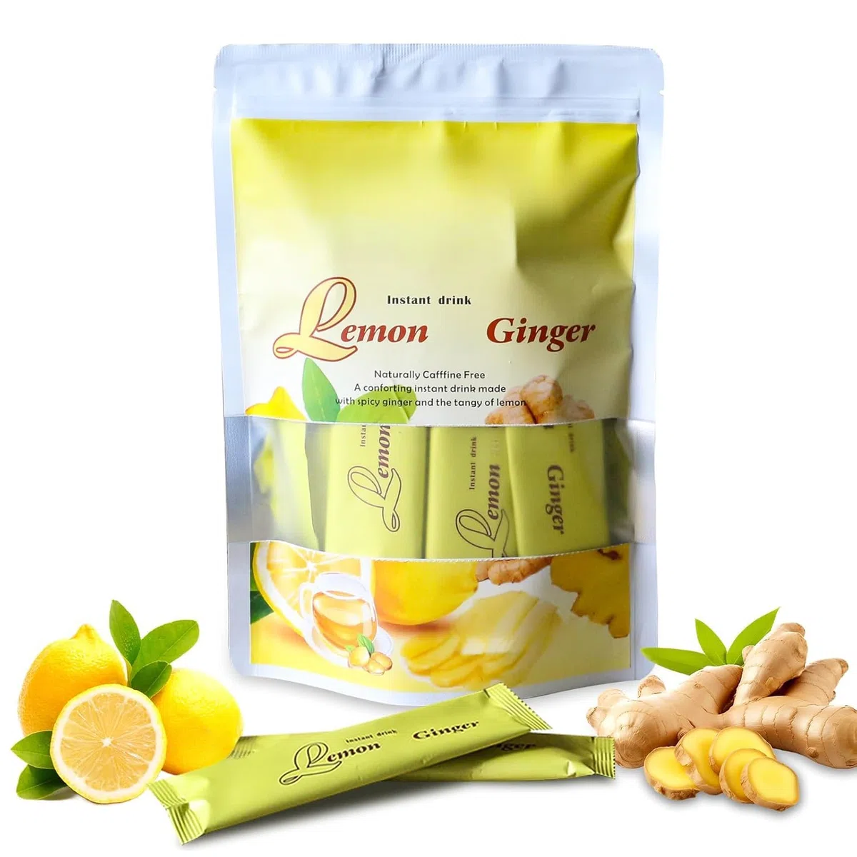 Mix di bevande istantanee al limone, zenzero e miele - Bevanda alle erbe senza caffeina, calda o ghiacciata - Bevanda istantanea facile da mescolare, adatta ai viaggi