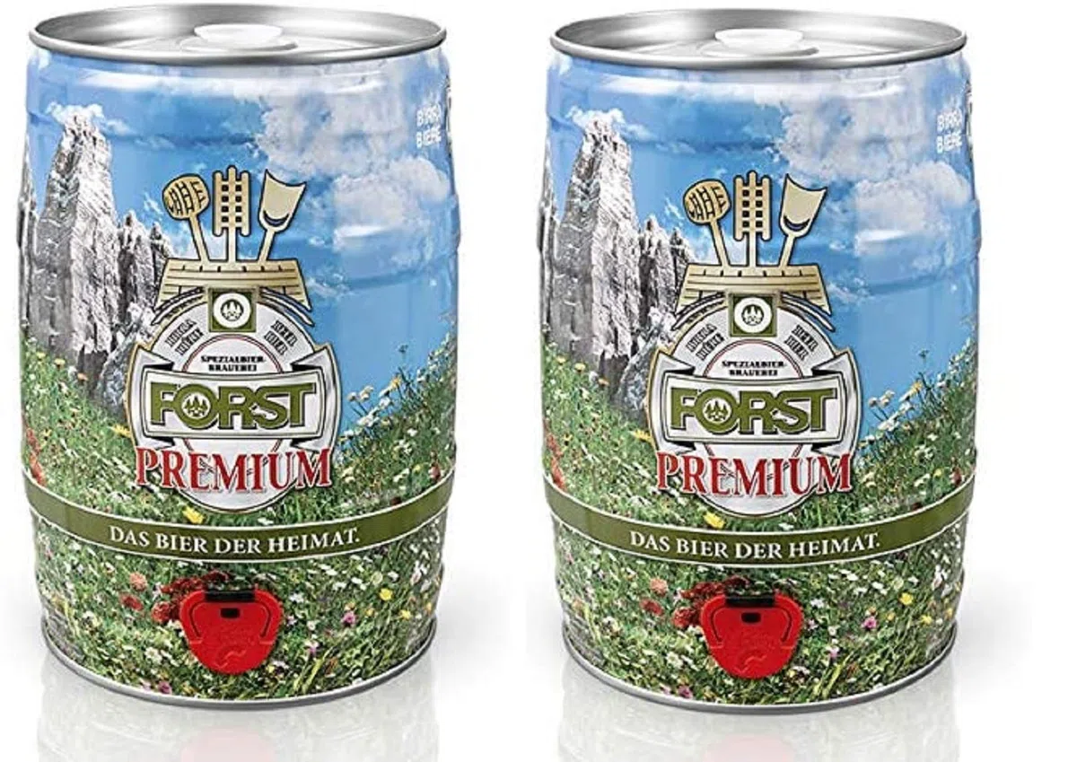 FORST 2 pz. Fustino 5 Litri Birra Forst Premium Bionda Italiana Rubinetto Spillatura Luppolo Malto Italia, Birra Forst Premium