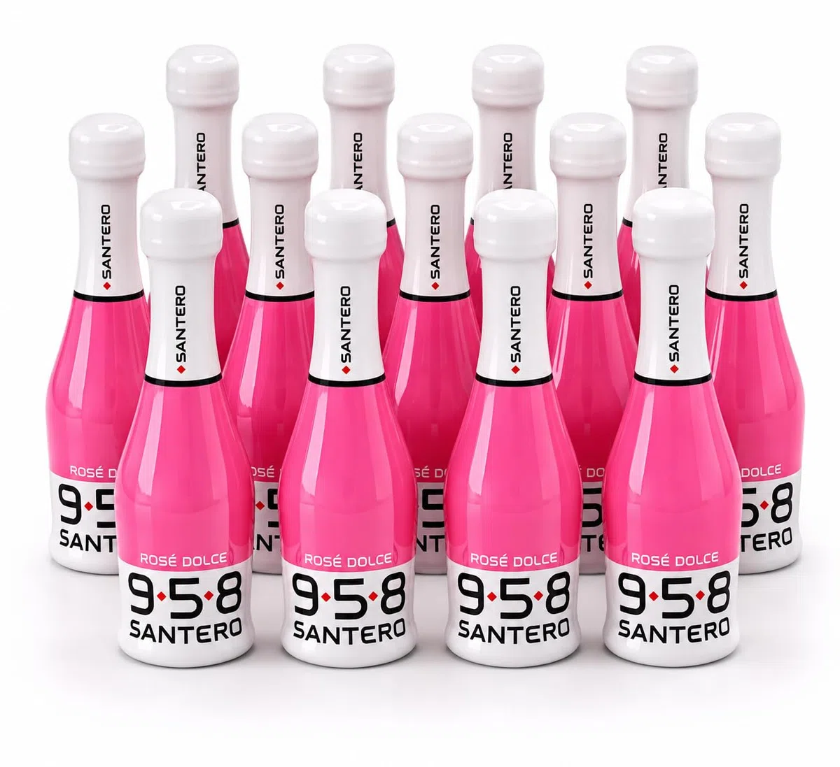 958 Santero Rosé Dolce Baby Mini Bottiglie Spumante Rosato Dolce 20cl x12 – Idea Bomboniera Elegante per Matrimonio, Laurea, Compleanno, Eventi, Confettate e Party – Selezione Sim&Cake