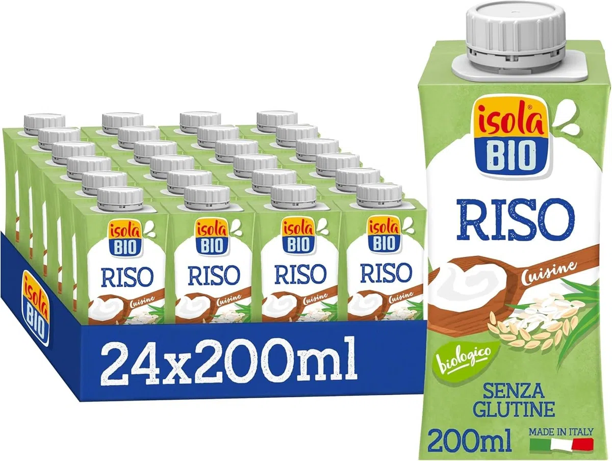 Isola Bio Crema Cuisine Riso, da Cucina Biologica Senza Glutine, A Base Vegetale, 100% Ingredienti Naturali, per Vegani e Vegetariani, Formato 24 x 200 ml