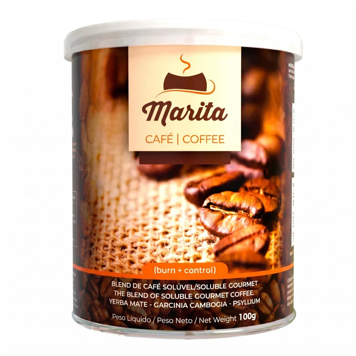 Caffè Marita Burn + Control, caffè funzionale per il controllo del peso, la sazietà e la riduzione del gonfiore, 100 g, fino a 40 dosi