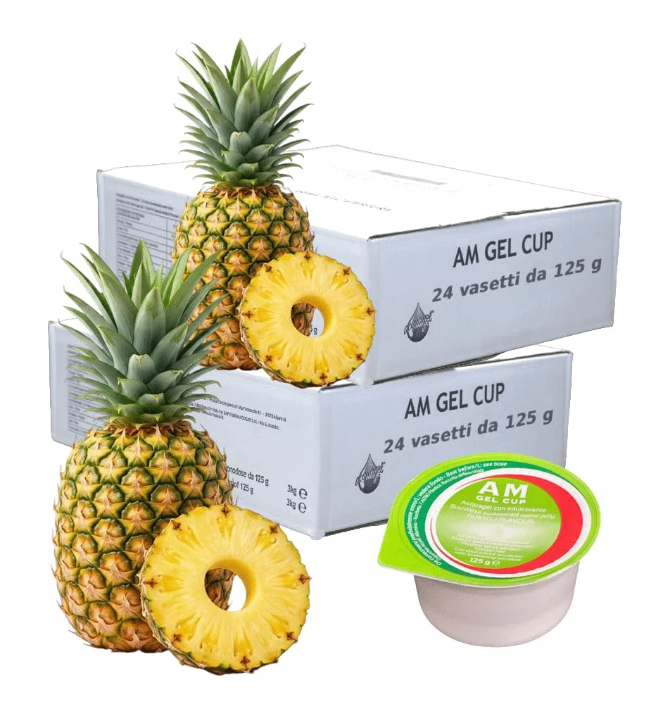 AM Gel Cup Acquagel Ananas con Zucchero Acqua Gelificata - 48 Vasetti da 125 g