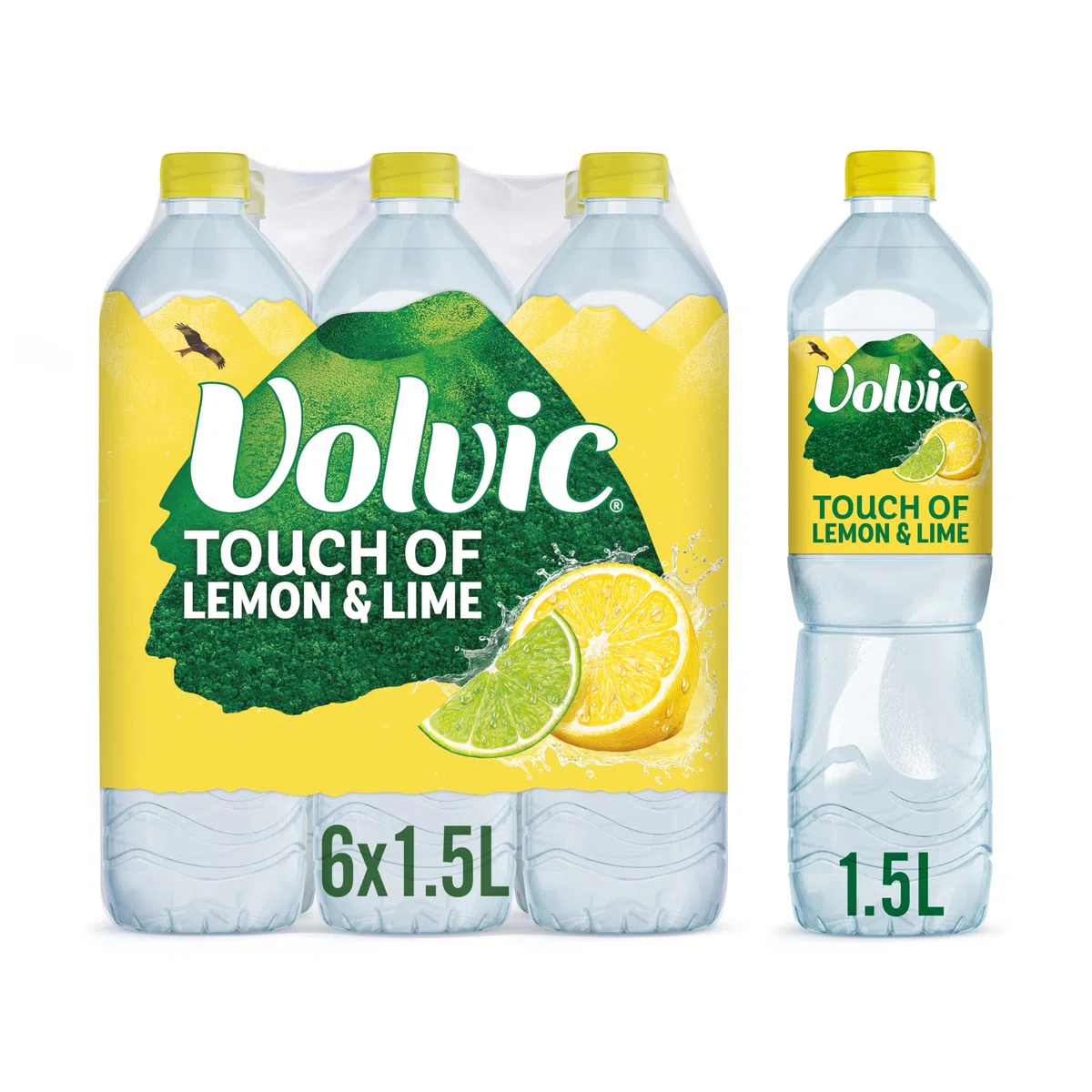 Volvic Touch of Fruit Limone e Lime Aromatizzata, 6 x 1,5 litri