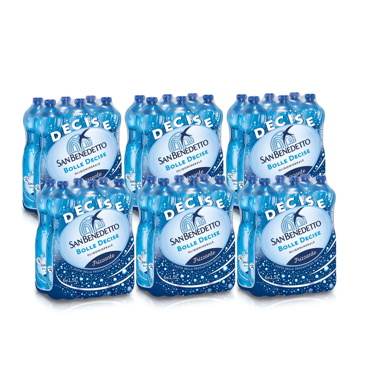 Acqua Minerale San Benedetto, 36 Bottiglie da 1,5L, Acqua Oligominerale Frizzante, Dissetante e Pura, Fonte Benedicta