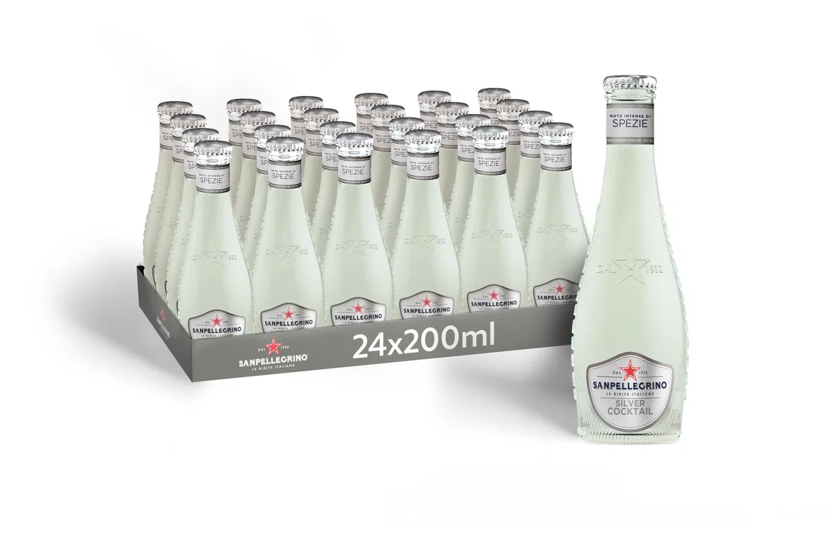 BIBITE SANPELLEGRINO, Silver Cocktail, Bevanda Gassata Analcolica - 24 bottiglie in vetro da 200 ml