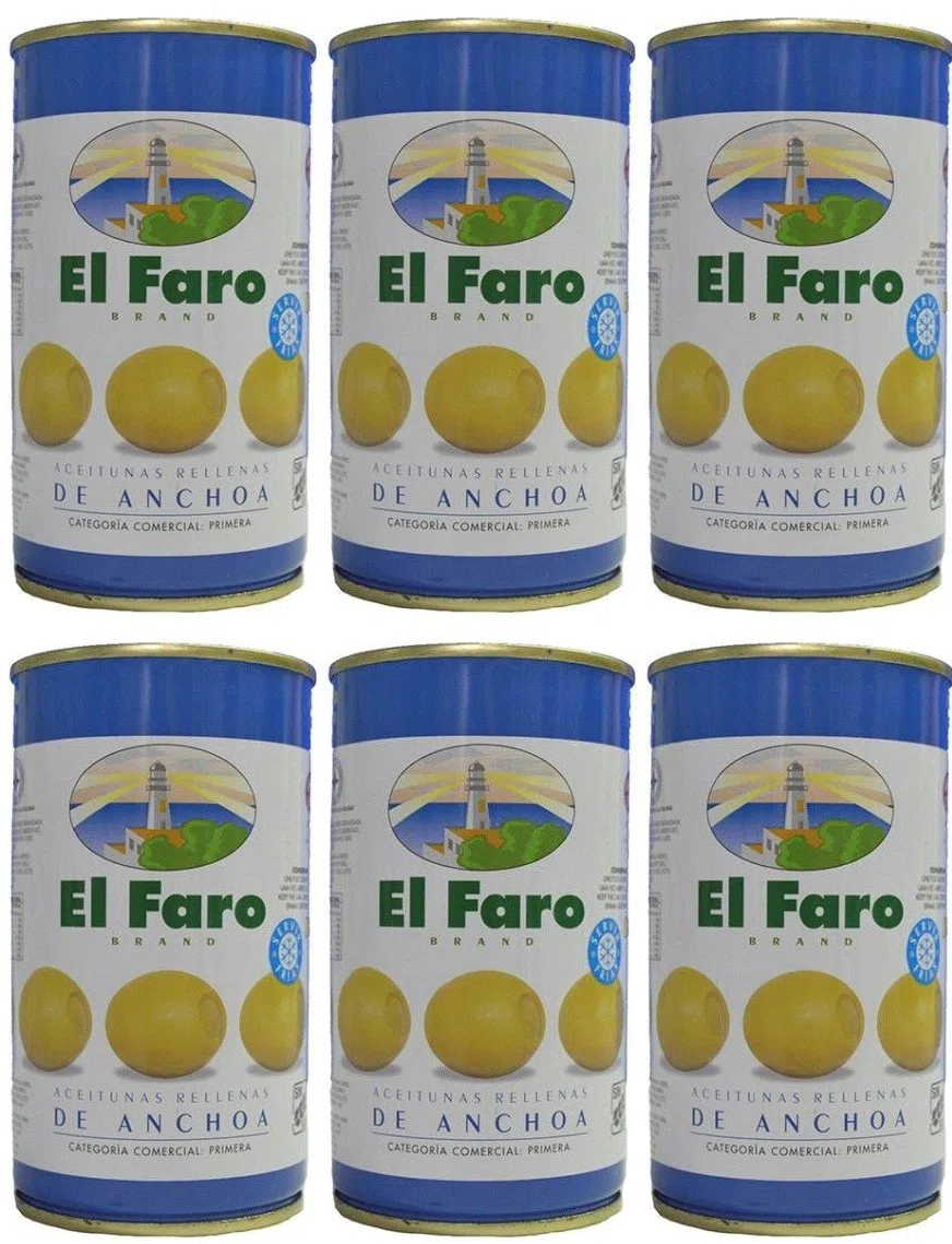 El Faro - Olive ripiene di acciughe 350 gr. Quantità svuotata - [Pack 6]