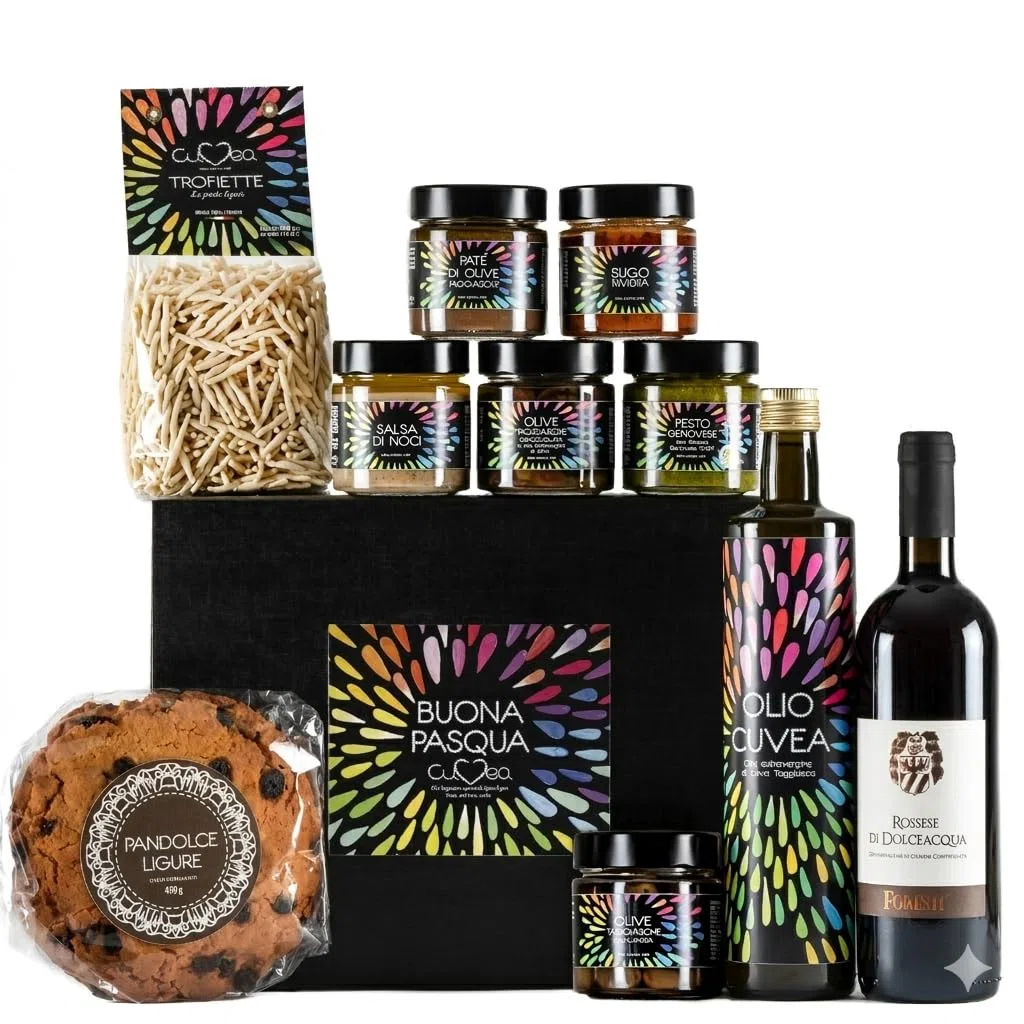 Cesto Regalo Natale Liguria Golosa: cesti gastronomici con Prodotti Tipici Liguri Gourmet della nostra azienda agricola - Cesto gastronomico di alta qualità NO DA SUPERMERCATO