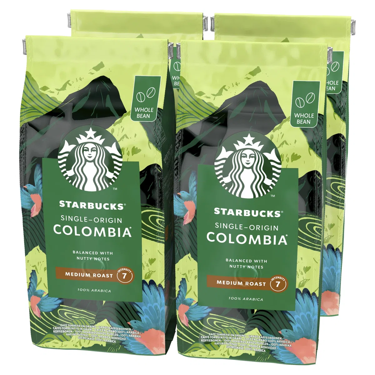 STARBUCKS Single Origin Colombia Caffè in Grani Tostatura Media, 4 Sacchetti da 450g (1,8kg)