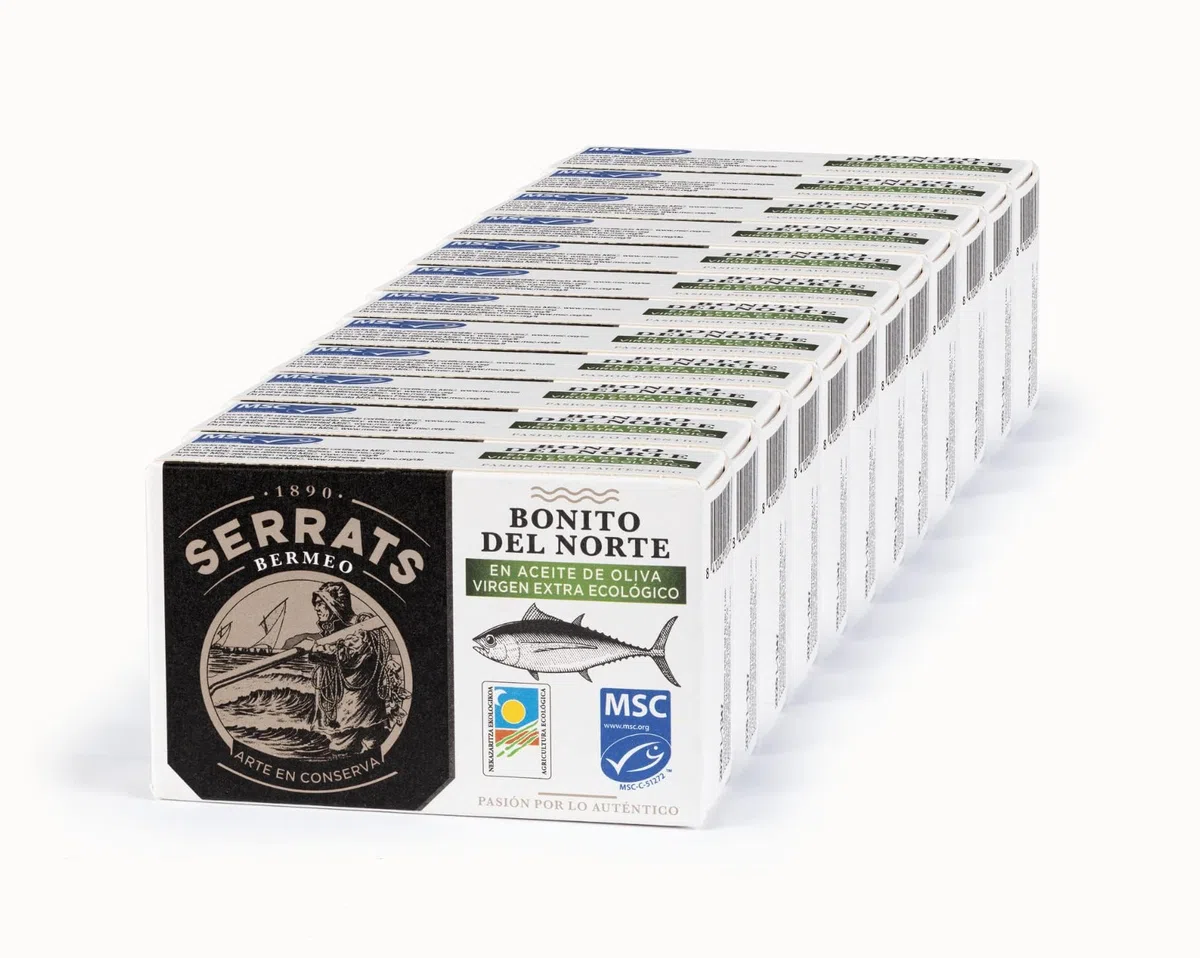 12 unità - SERRATS - Tonno Bianco all'olio extravergine d'oliva biologico 112g