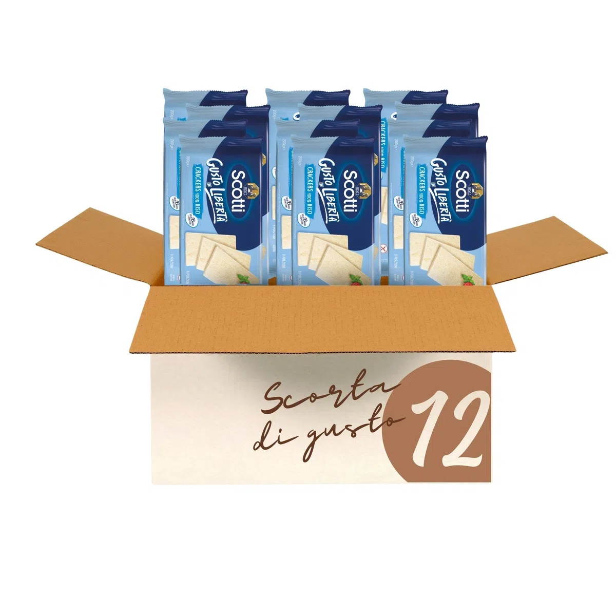 Riso Scotti - Crackers di Riso 100% Senza Glutine Bio - Snack Salati Biologici - 200 gr - Confezione da 12 Pezzi