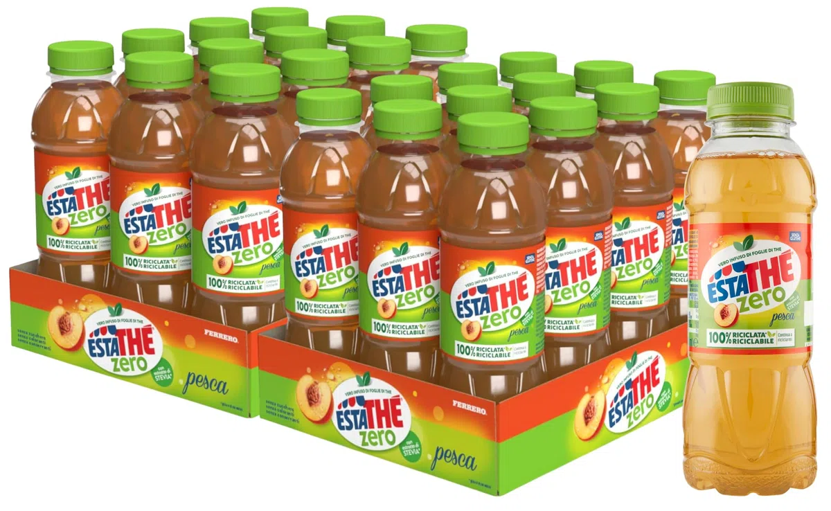 The Zero al Gusto di Pesca con Infuso di Foglie di Thè, Zero Zuccheri per estathe 400ml [MAXI BOX con 24 Bottiglie]