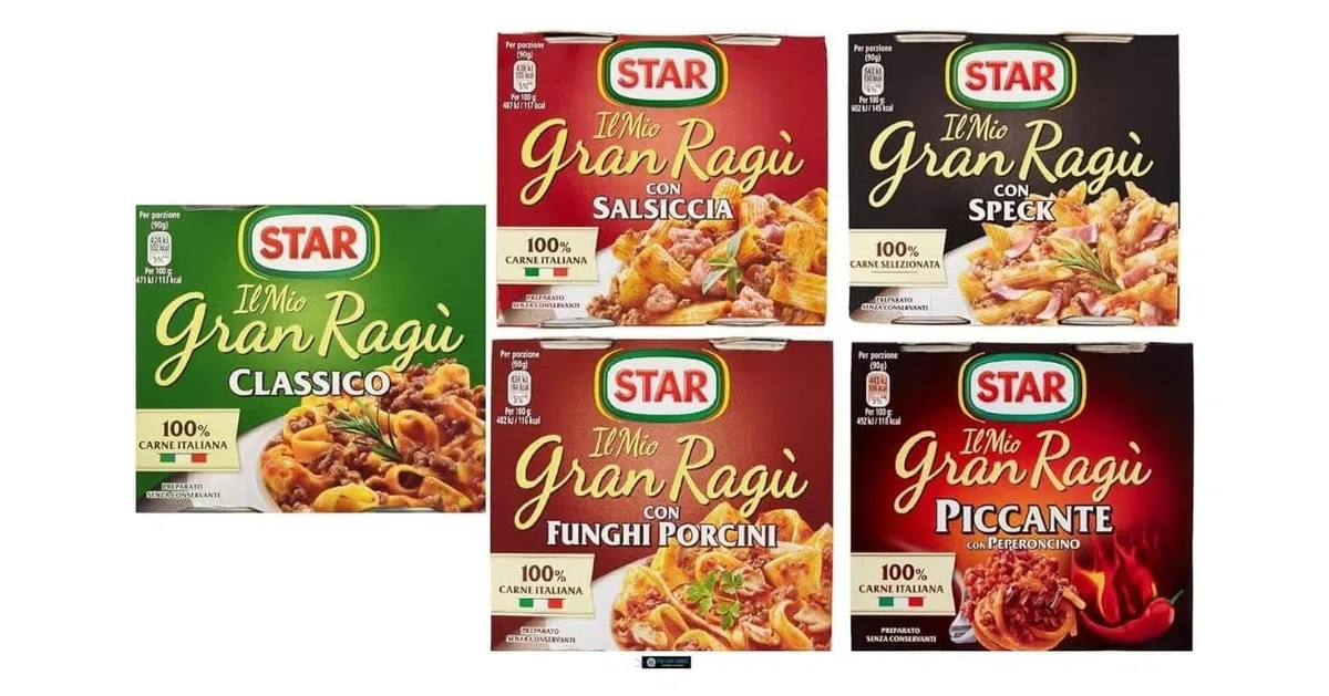 Star Gran Ragù, 5-Sorten-Probierset, Fertigsaucen mit 100% italienischem Fleisch, 10 Packungen à 180 g, + Italy Shop Service Schlüsselanhänger