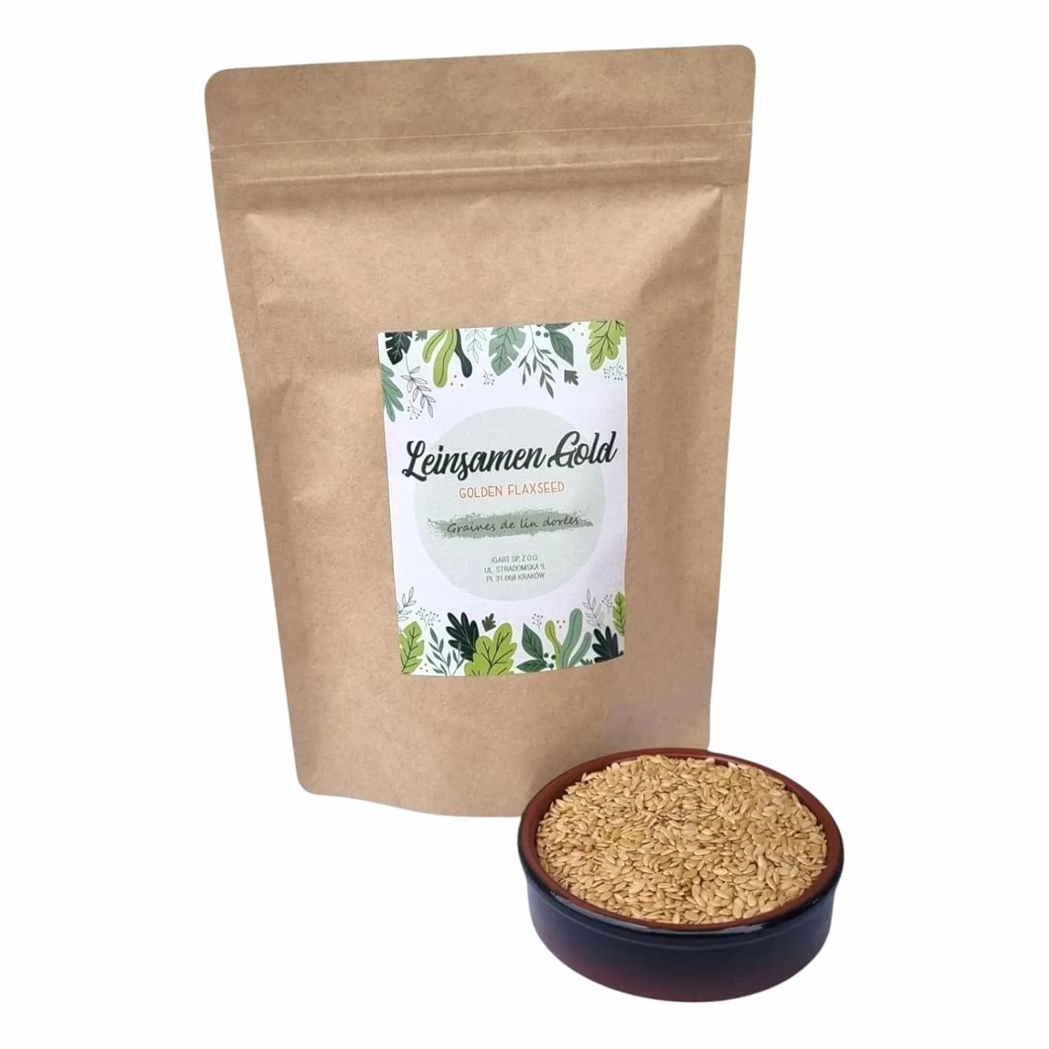 IGART FOODeWOOD Semi di lino dorati 5kg, semi interi dorati, lino giallo per muesli e dolci