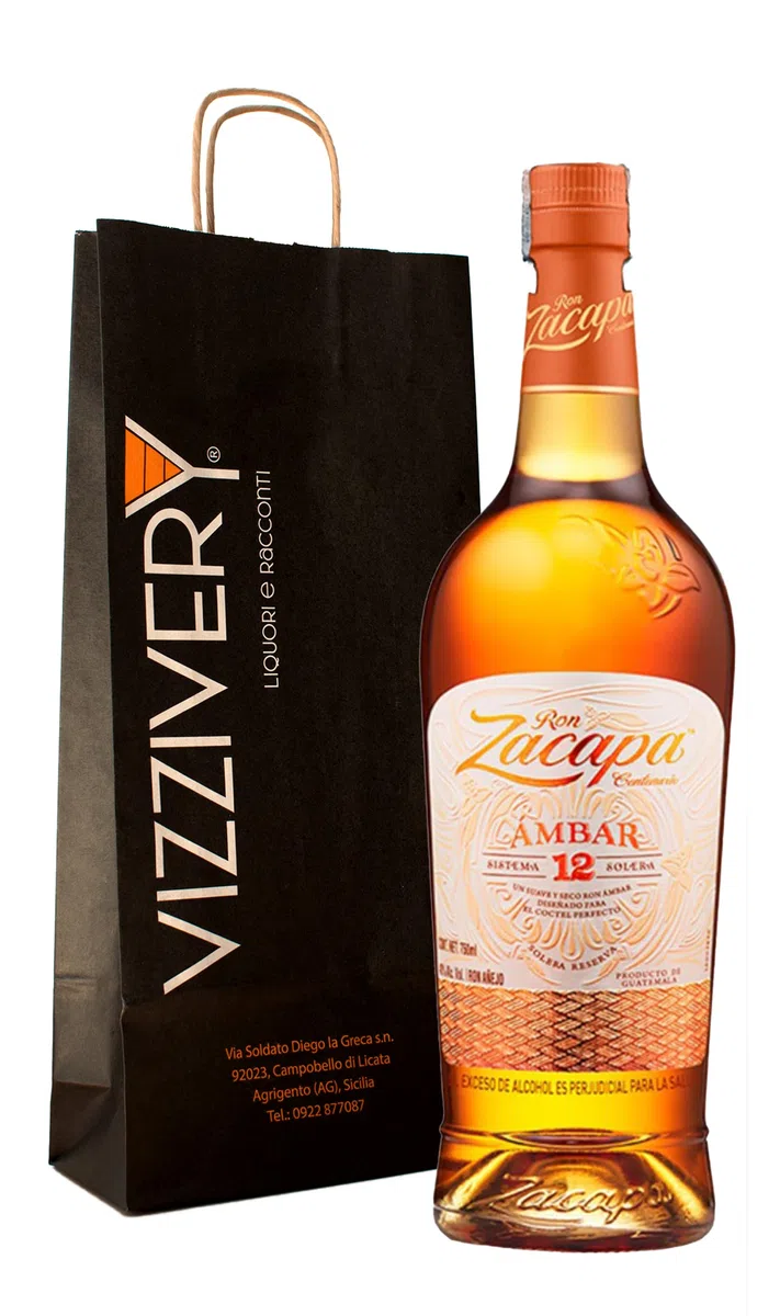 Ron Zacapa Centenario ÁMBAR 12 Sistema Solera Reserva 40% Vol. 1l - Rum Ron Zacapa con Confezione Regalo Vizzivery