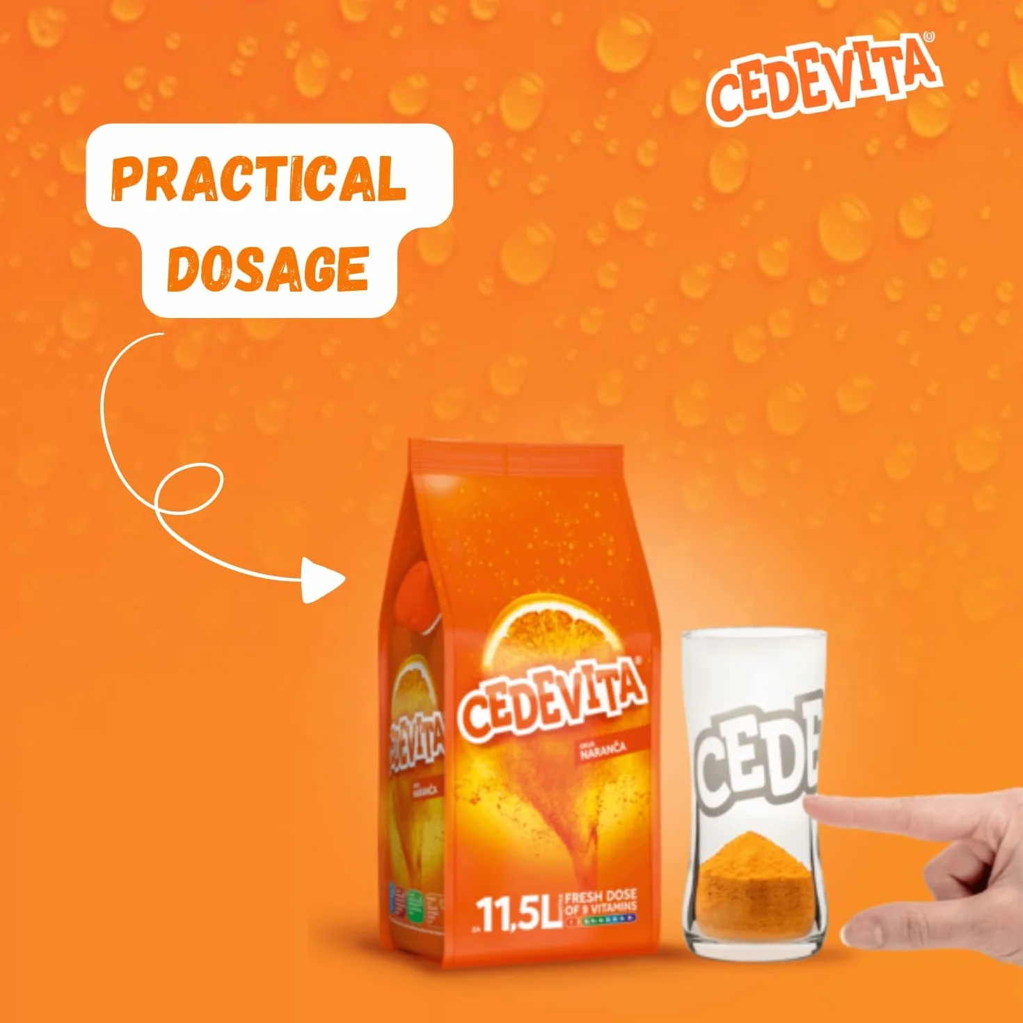 Cedevita Limone/Arancia (Limun/Narandza) Mix di bevande vitaminiche istantanee 2 x 900 g, produce 23 l di succo analcolico