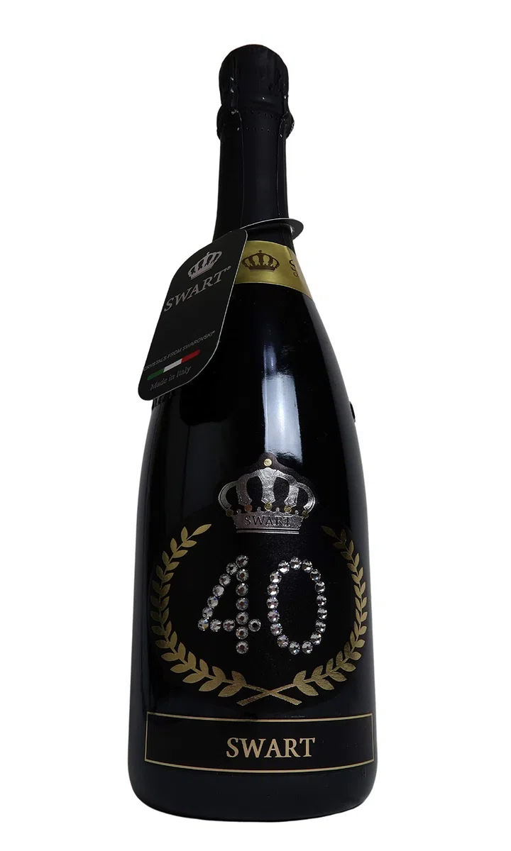 Swart - Idea regalo per compleanno - Bottiglia Tanti Auguri da 0,75L - Etichetta personalizzata con autentici cristalli - spumante Italiano di alta qualità (40 anni)