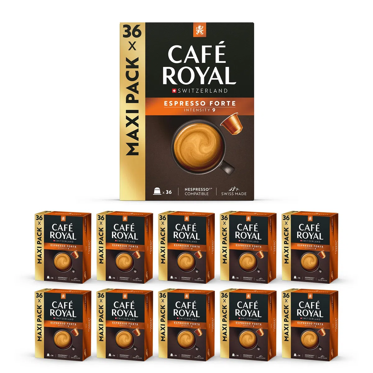 Caffè in capsule in alluminio - Caffè Royal Pro | 10 x 36 - Compatibili con macchine da caffè Nespresso®* Alu per uso domestico - Sapore espresso Forte
