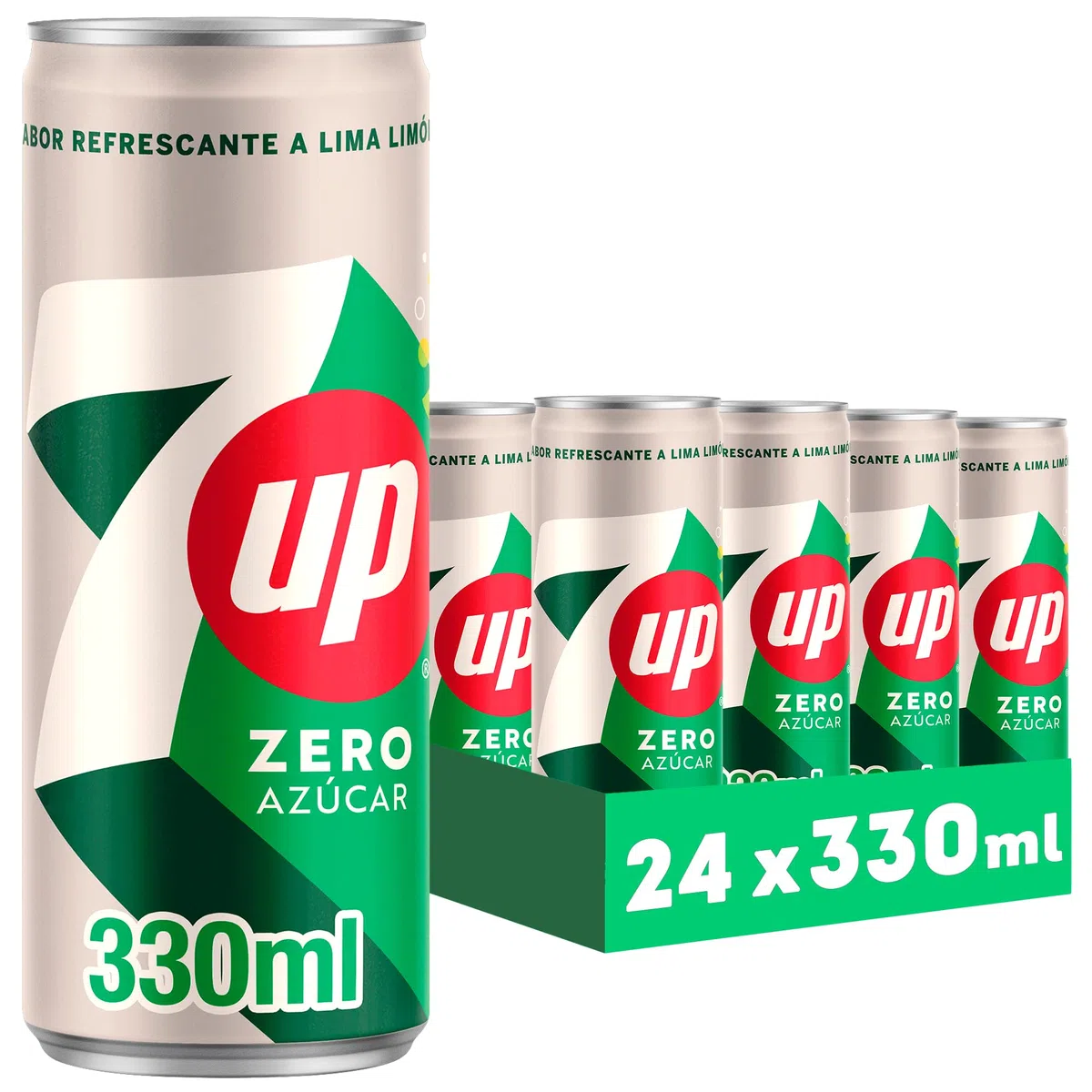 SEVEN UP Zero Limone Limone Refresco con gas senza zucchero - Confezione da 24 x 330 ml