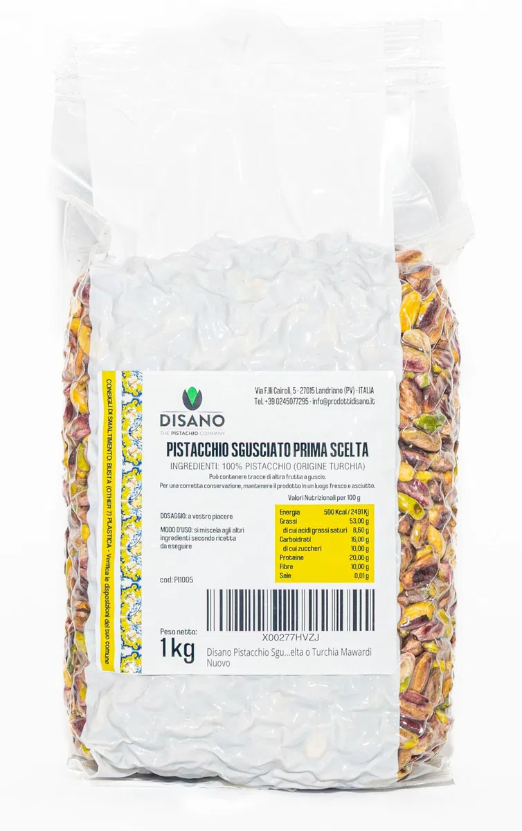 Disano 1kg Pistacchi Sgusciati Crudi Non Salati Prima Scelta. Pistacchio Confezione Risparmio 1000 grammi.