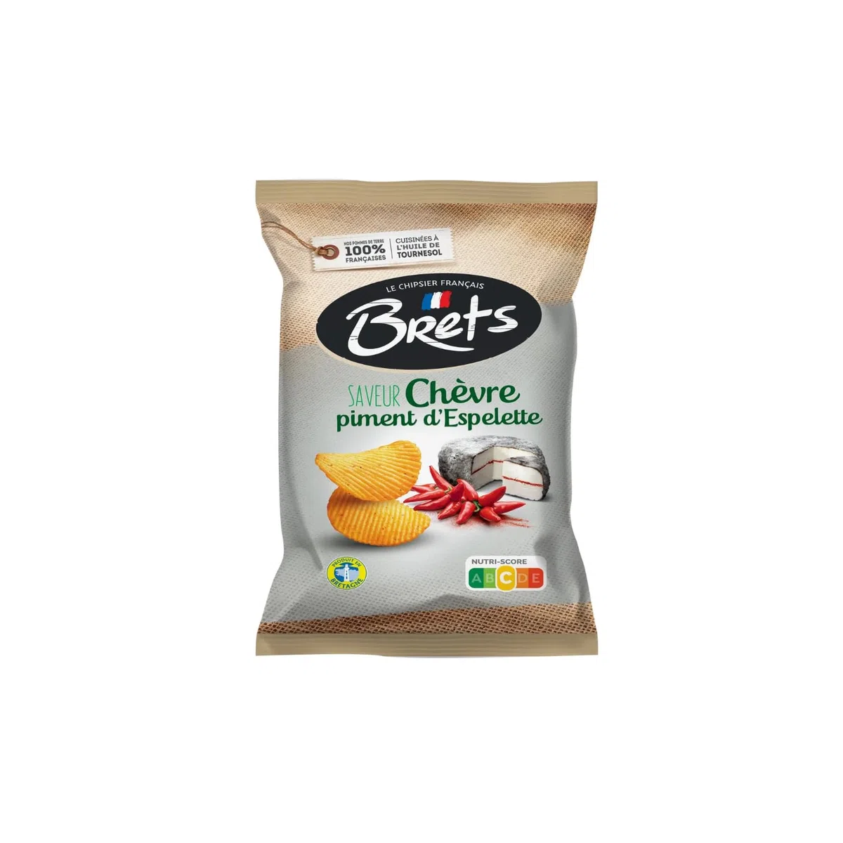 Patatine Gusto Formaggio di Capra e Peperoncino d’Espelette BRET’S - 10 Confezioni da 125 g