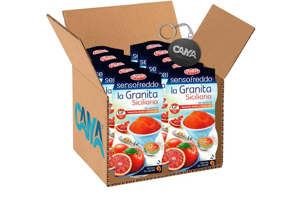 10X Dolfin Sensofreddo La Granita Siciliana Con Succo di "Arancia Rossa di Sicilia IGP" 200ml [CAIYA® BOX da 10 Confezioni]