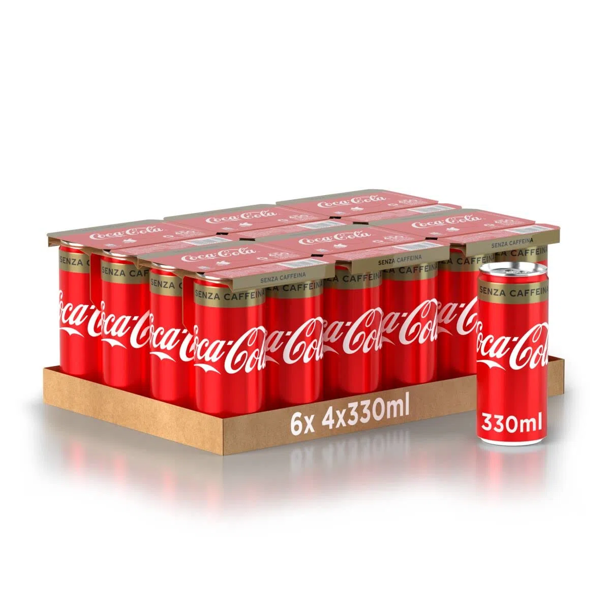 Coca-Cola Senza Caffeina – 24 Lattine da 330 ml, Tutto il Gusto di Coca-Cola Senza Caffeina, Lattina 100% riciclabile, Bevanda Analcolica