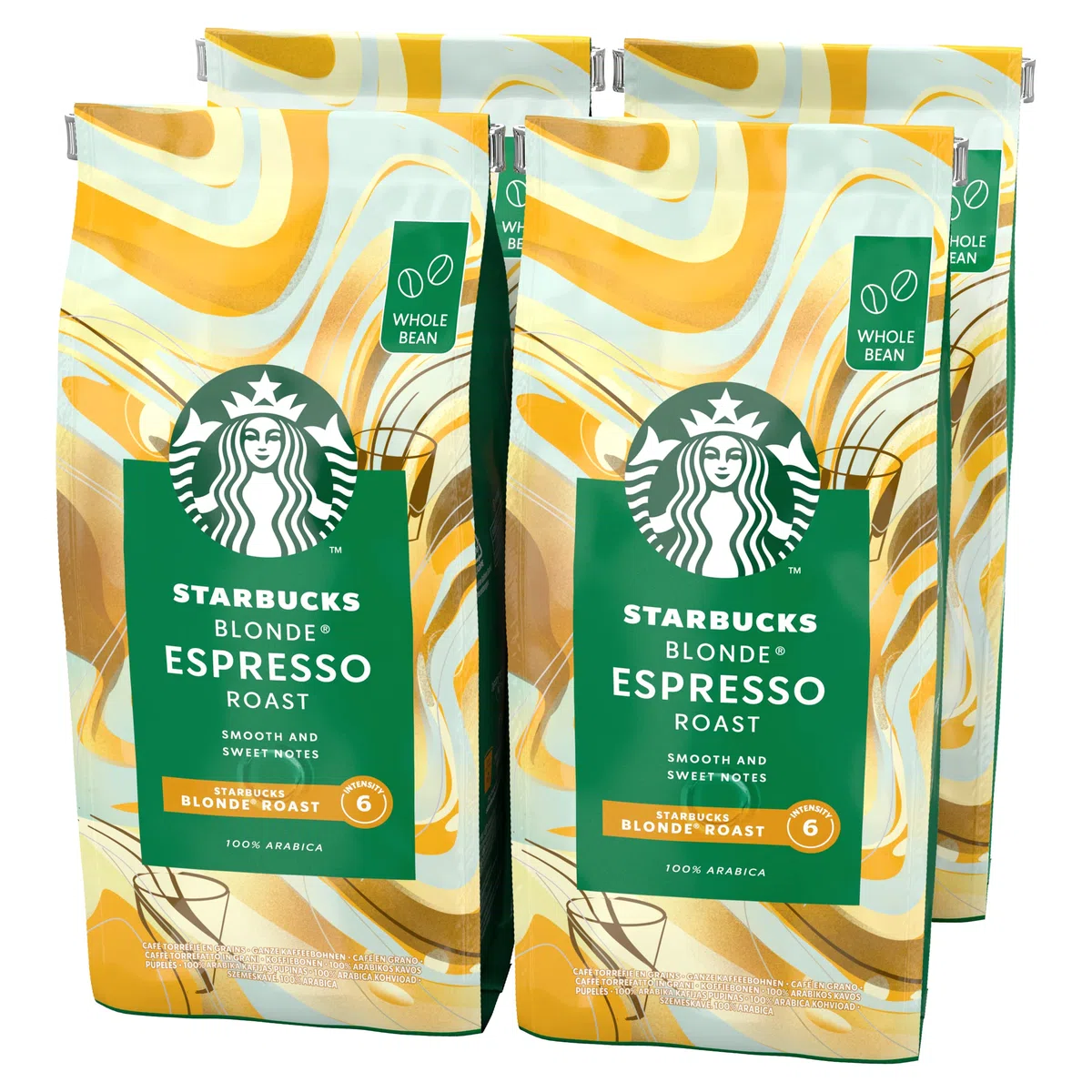 STARBUCKS Blonde Espresso Roast Caffè in grani, 4 Sacchetti da 450g (1,8kg)