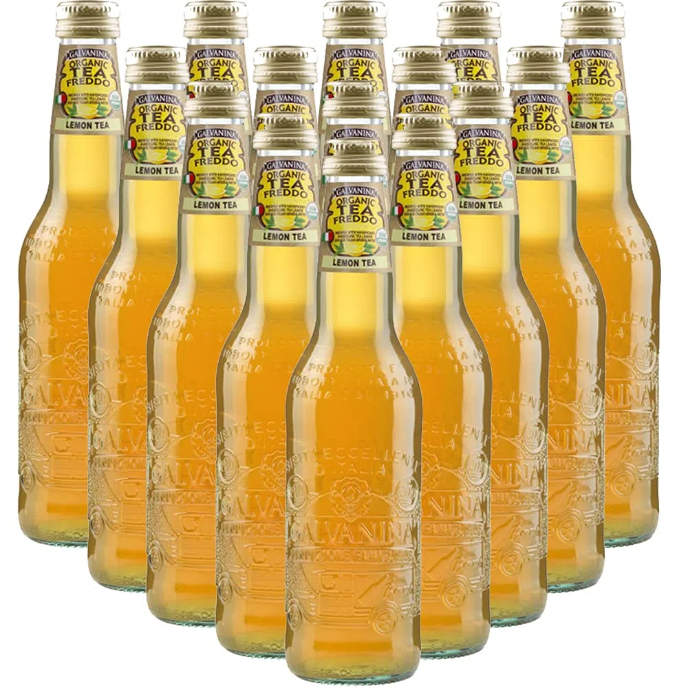 Tè Limone Bio | Galvanina | 12 Bottiglie in Vetro Scolpito | 355 Ml | Eccellenza Italiana | Infuso delle Migliori Foglie di Te | Bibita Dissetante Biologica