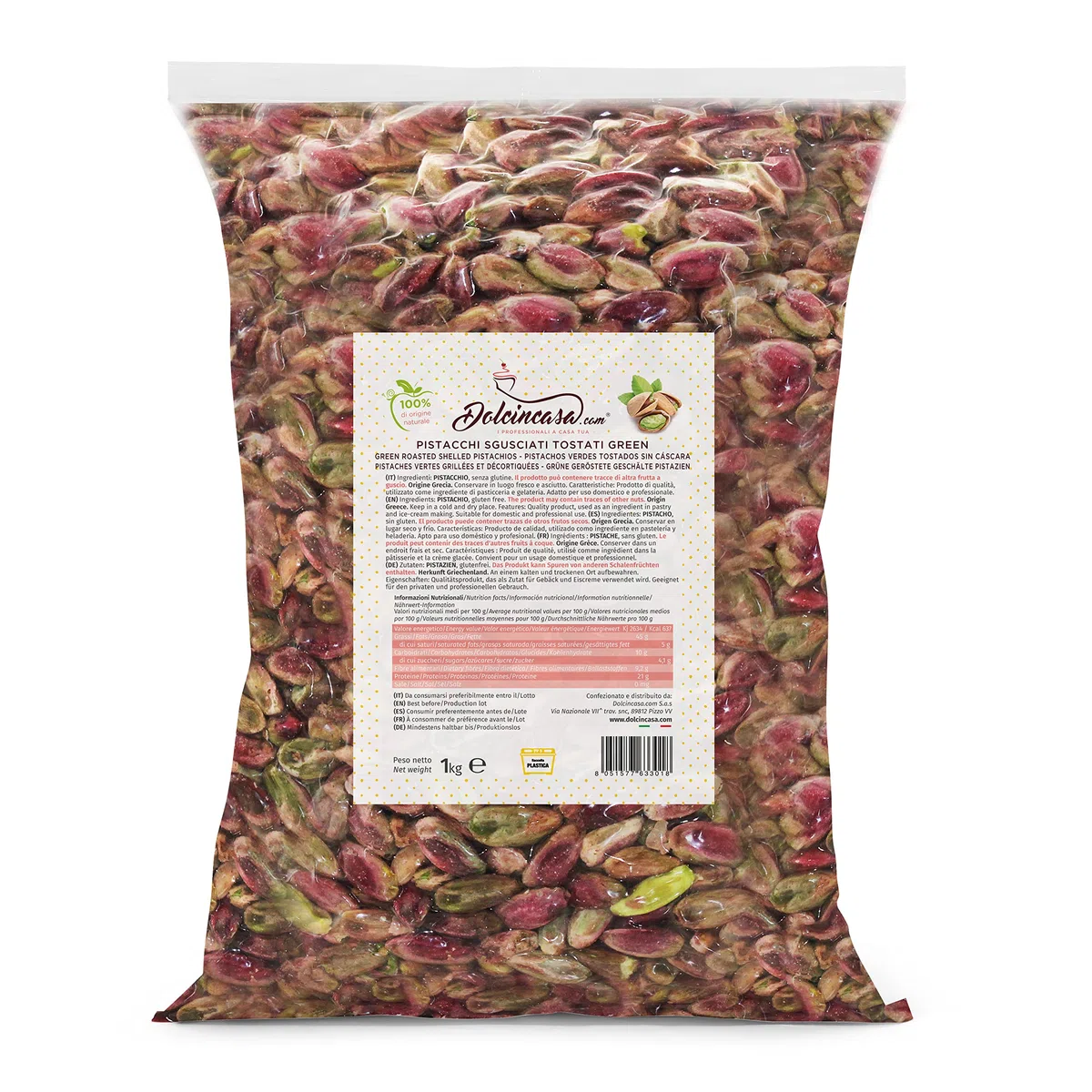 Dolcincasa-Pistacchi Sgusciati Non Salati Tostati Qualità Green per Dolce e Salato Ricchi di Fibre (1)
