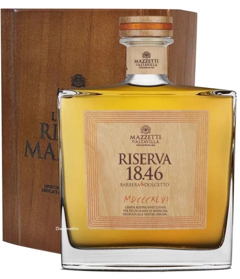 Mazzetti d'Altavilla Grappa Riserva 18.46, Barbera e Dolcetto, 43% Vol, 700 ml, Invecchiata 18 Mesi in Barrique