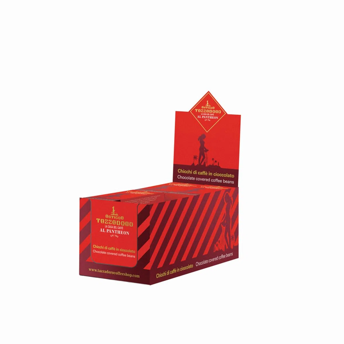 Chicchi di Caffè Ricoperti di Cioccolato Fondente Antigua Tazzadoro Snack al Caffè Espresso Italiano 20 Confezioni da 25 g