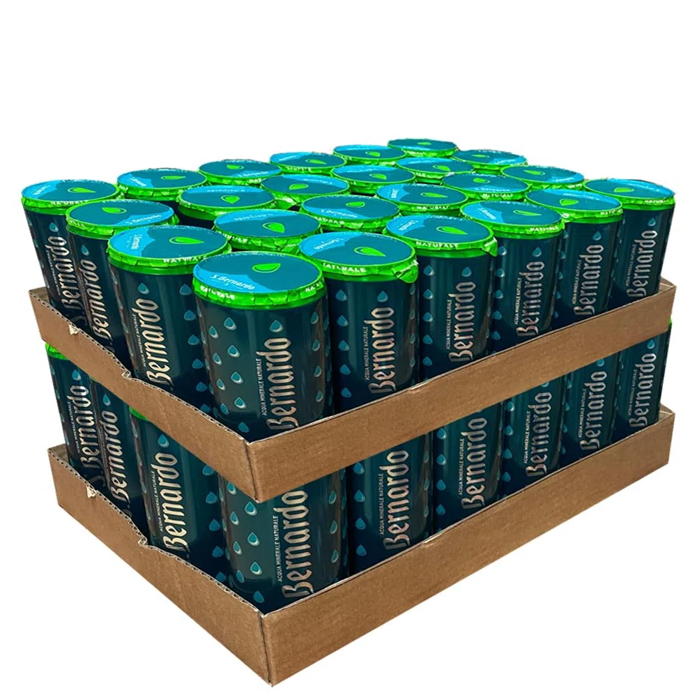 Acqua Naturale San Bernardo in Lattina Alluminio Multisensoriale | Gocce Sensoriali alla Vista e Tatto | 48 Lattine da 33 Cl | Plastic Free | Prodotto a Ridotto Impatto Ambientale | Riciclabile