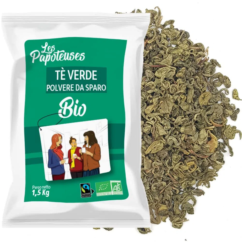 LES PAPOTEUSES | Tè verde polvere da sparo a foglia intera | 1500g | Tè verde dalla Cina | Biologico certificato e commercio equo e solidale