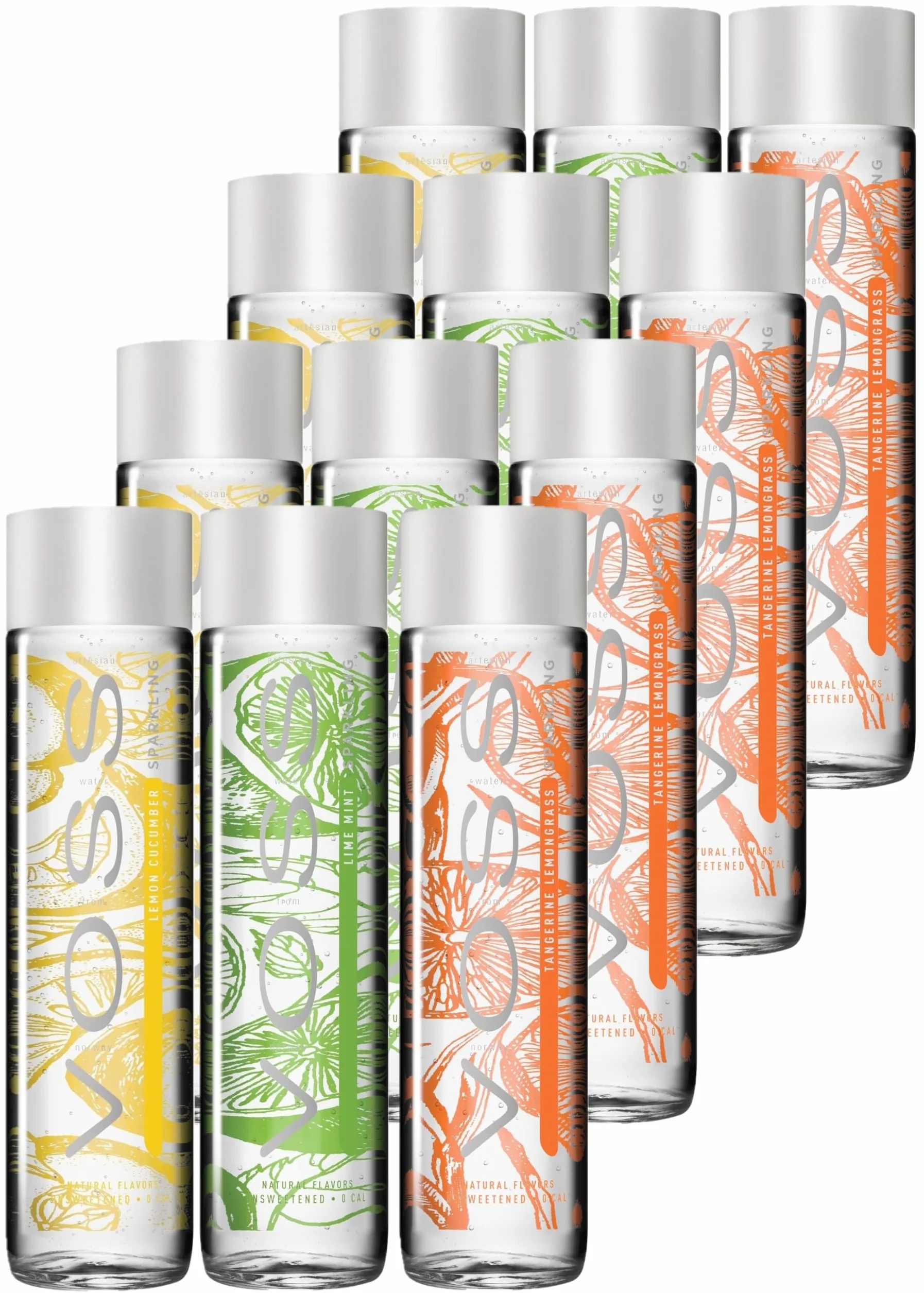 VOSS Water Mix 375 ml, sapore naturale e fruttato, confezione da 12 (usa e getta, 12 x 375 ml)