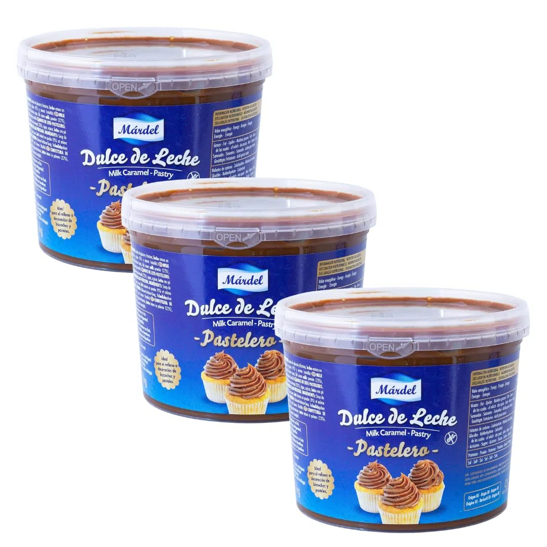 Dulce de Leche Pastelero Mardel. Set composto da 3 confezioni da 1 chilogrammo. Peso totale 3 chilogrammi