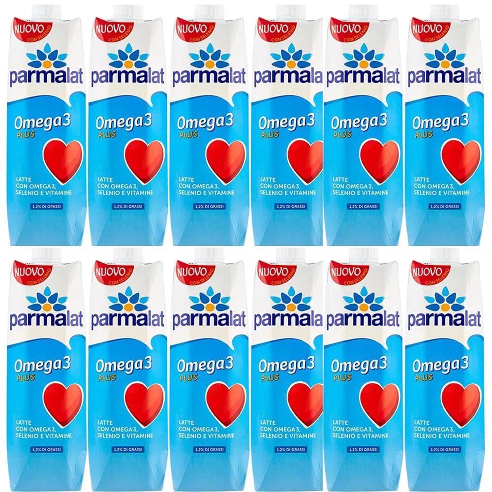 Parmalat Omega 3 Plus Latte con Selenio e Vitamine, 1,2% Grassi, Confezione da 12 Bottiglie da 1L