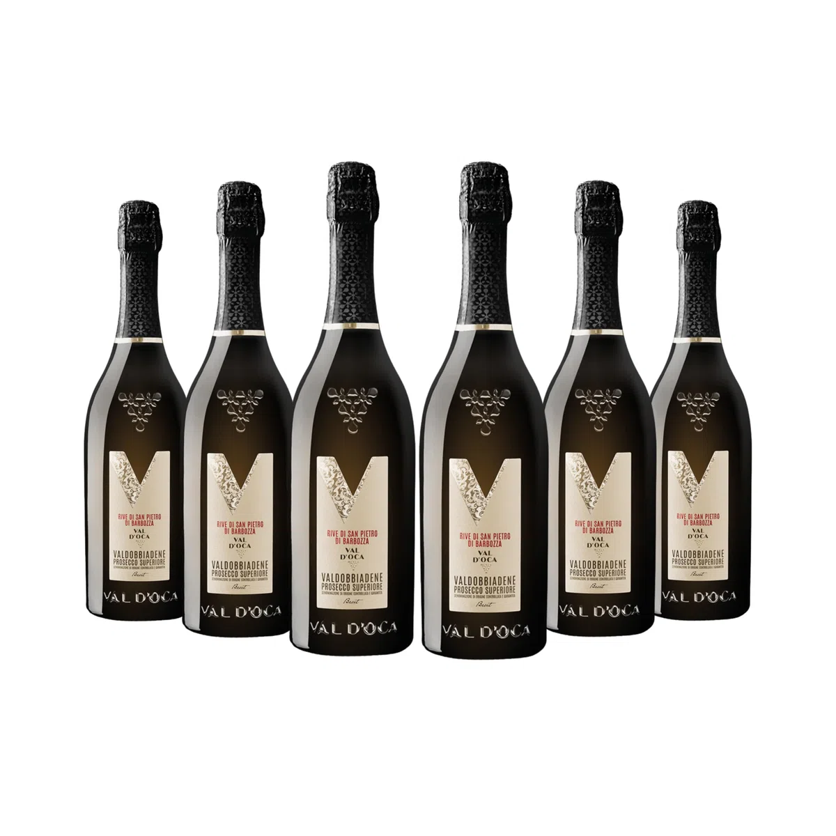Val D'Oca - Confezione da 6 Bottiglie di Valdobbiadene Prosecco Superiore DOCG Le Rive di San Pietro di Barbozza Cru