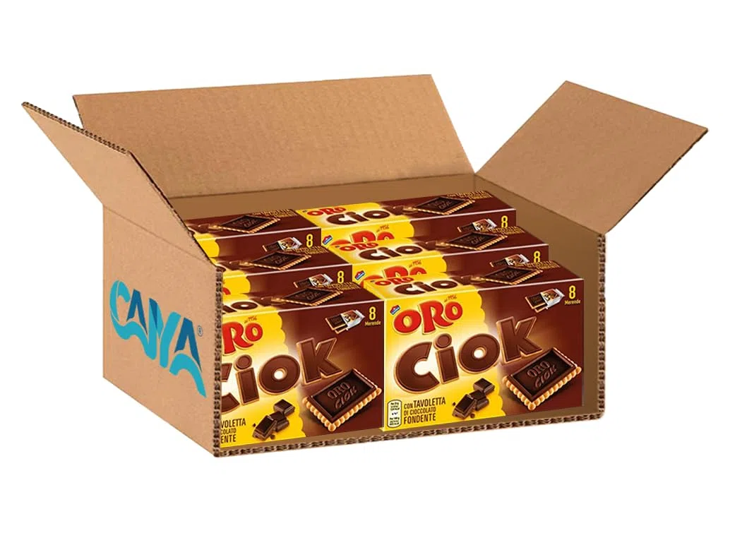 6X Oro Ciok Biscotto Snack con Tavoletta di Cioccolato Fondente 200gr [6 Confezioni]