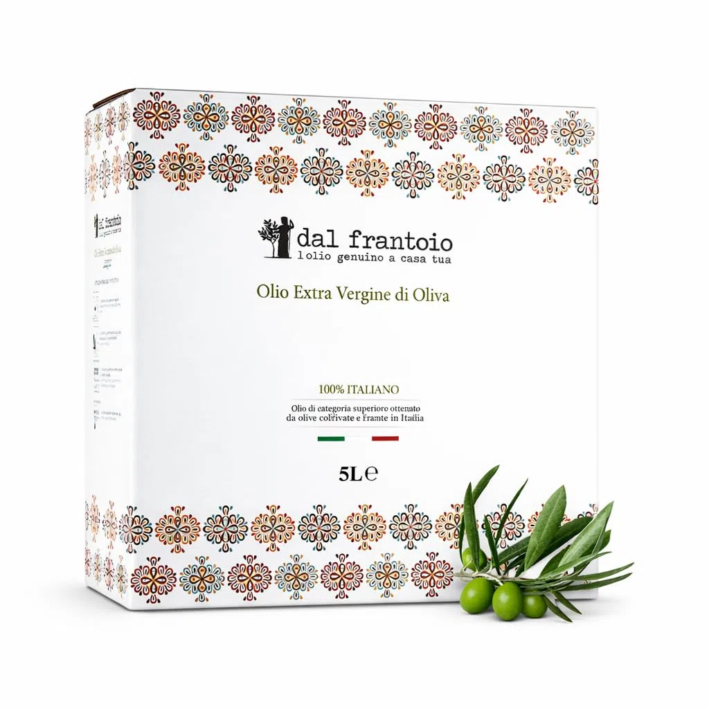 Dal Frantoio – 5L Olio Extravergine di Oliva Italiano - Spremitura a Freddo entro 5 Ore - Olio Evo Campagna 2024/25 - Gusto Medio-Fruttato Delicato - 1 Formato Bag in Box con Rubinetto