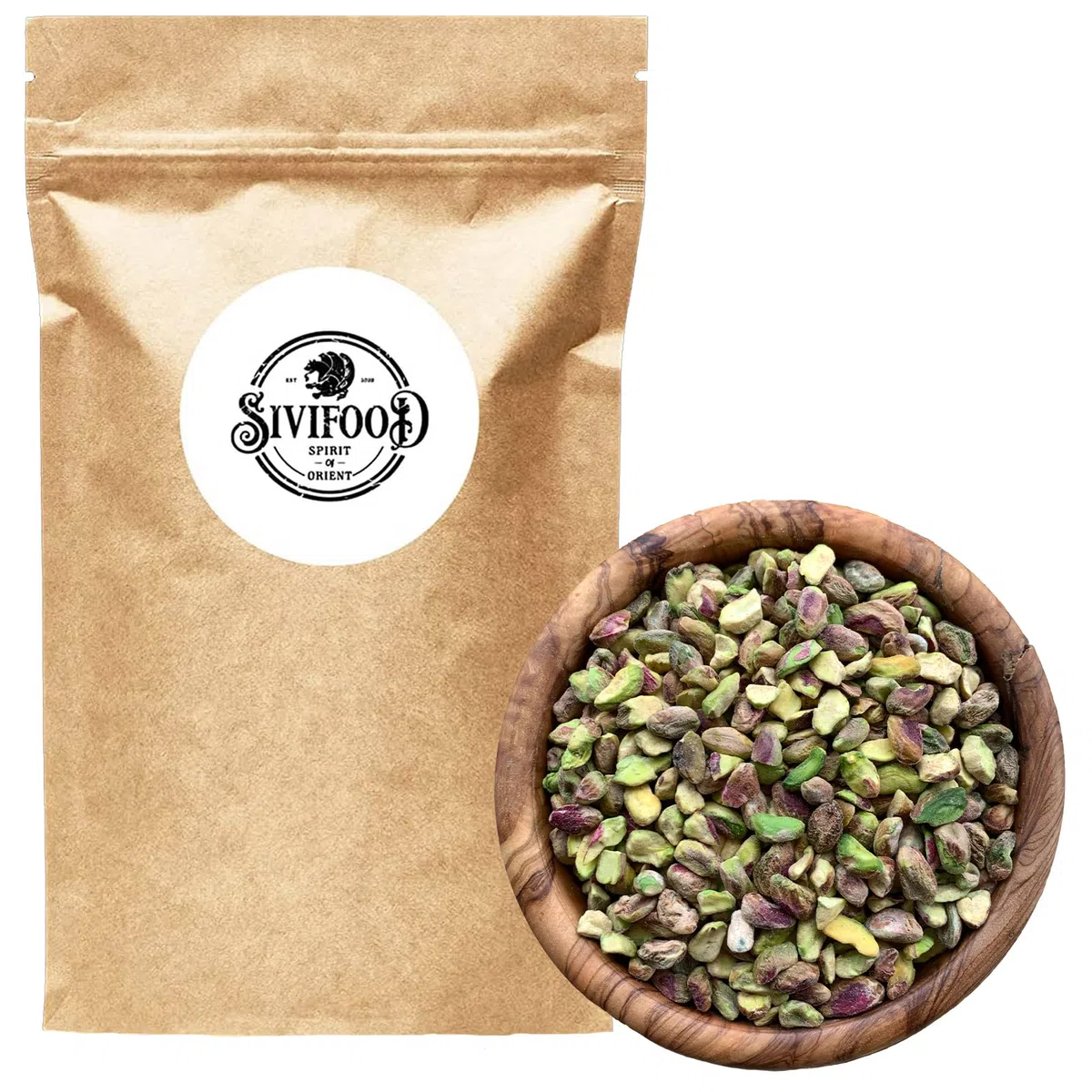 SIVIFOOD Pistacchi sgusciati a metà 1kg – 100% naturali, crudi, non salati e senza additivi – Pistacchio spezzati per cucina, dolci, gelati, insalate – Qualità premium grande topping naturale 1000g